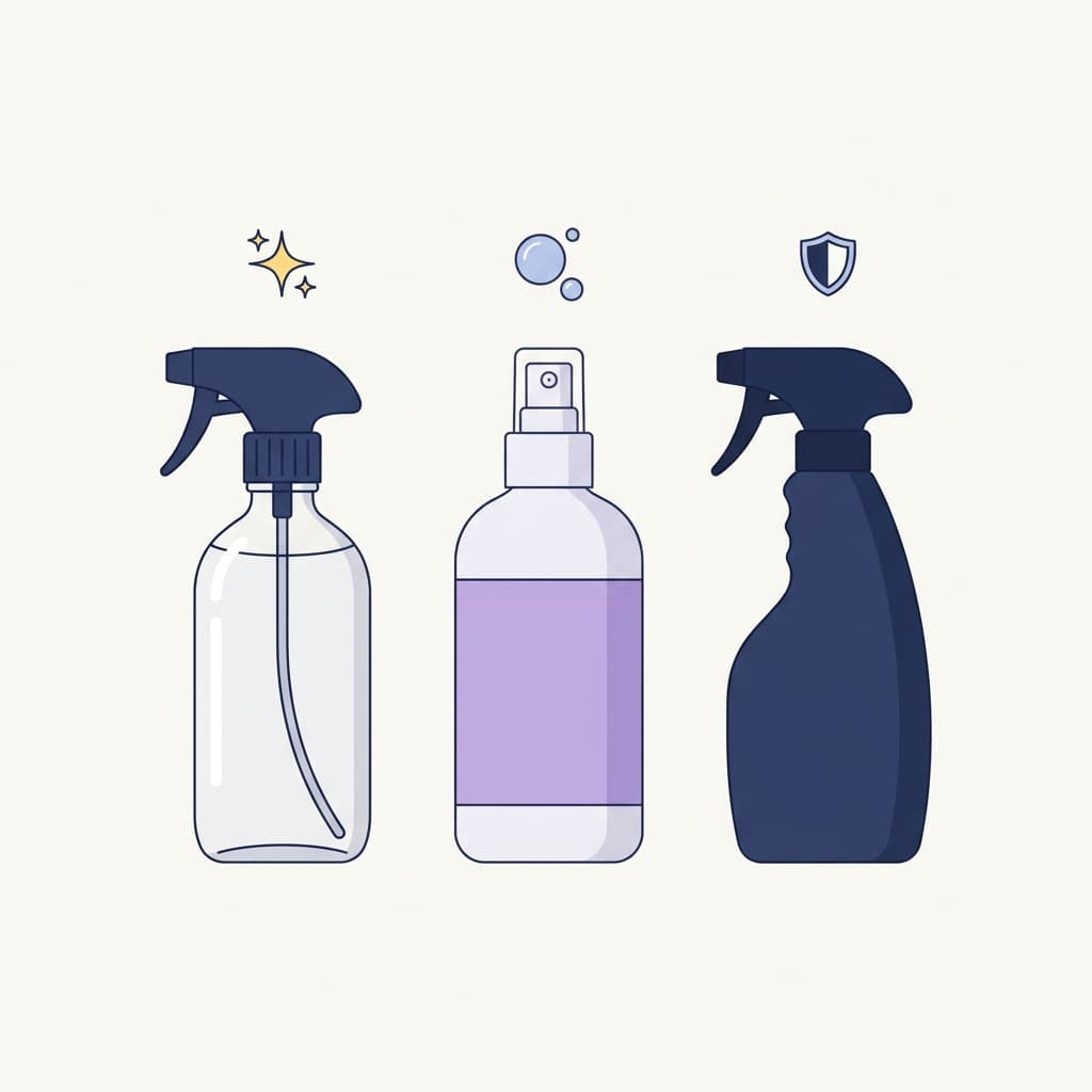 Three different spray bottles