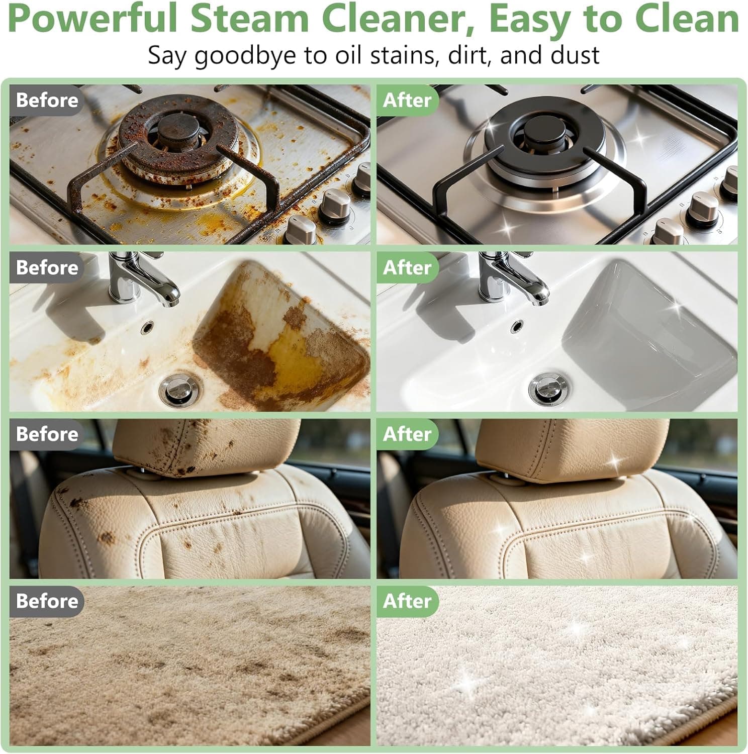 Grout steam cleaner test on tile with a brush attachment