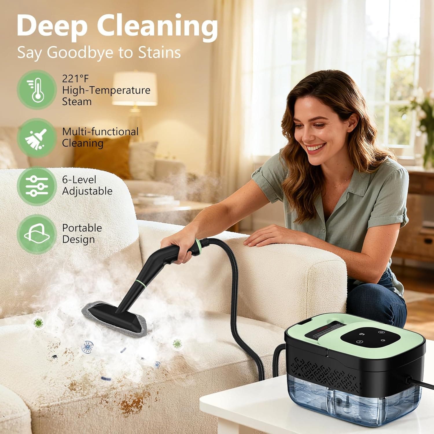 Accessories included with a handheld steam cleaner