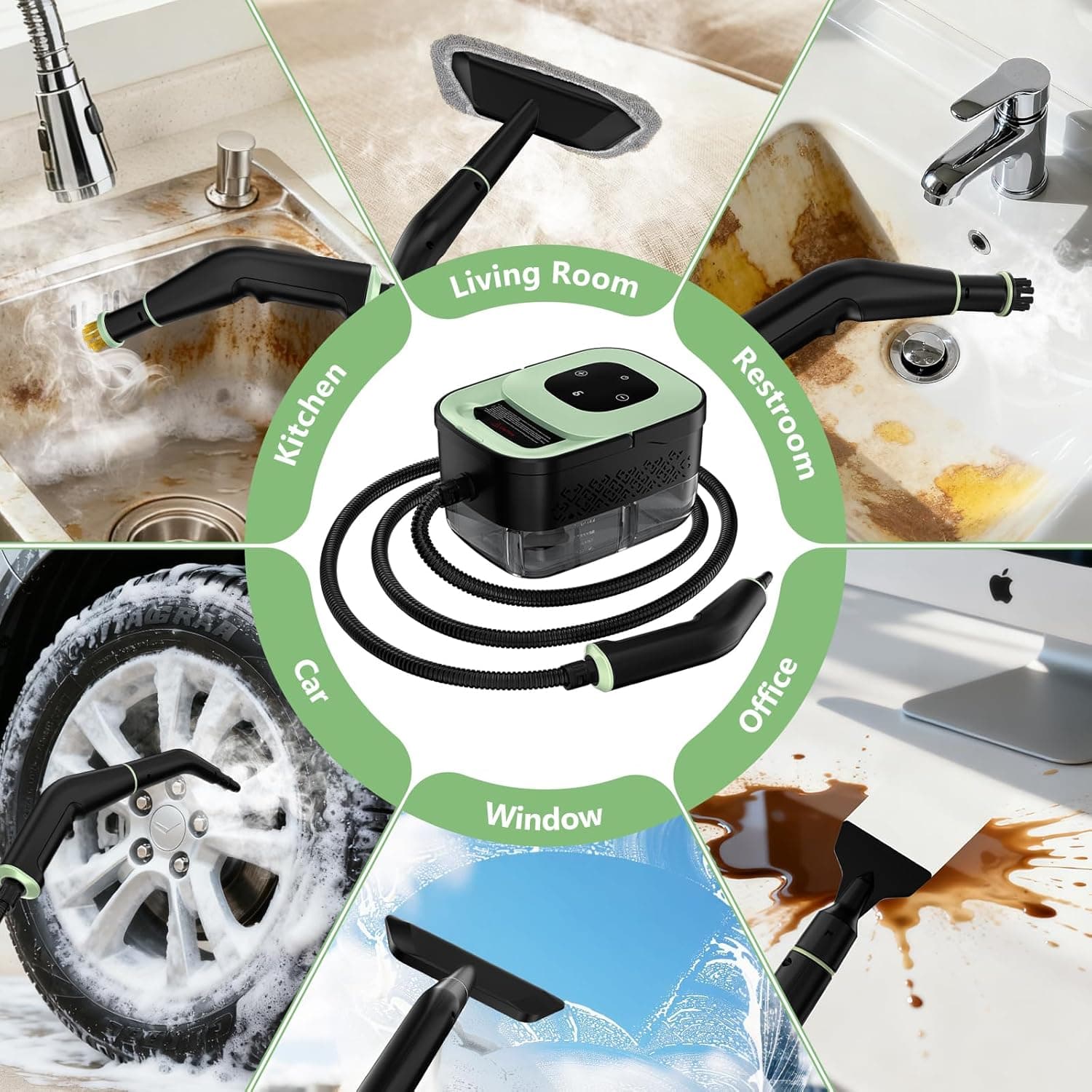 Portable steam cleaner setup after testing