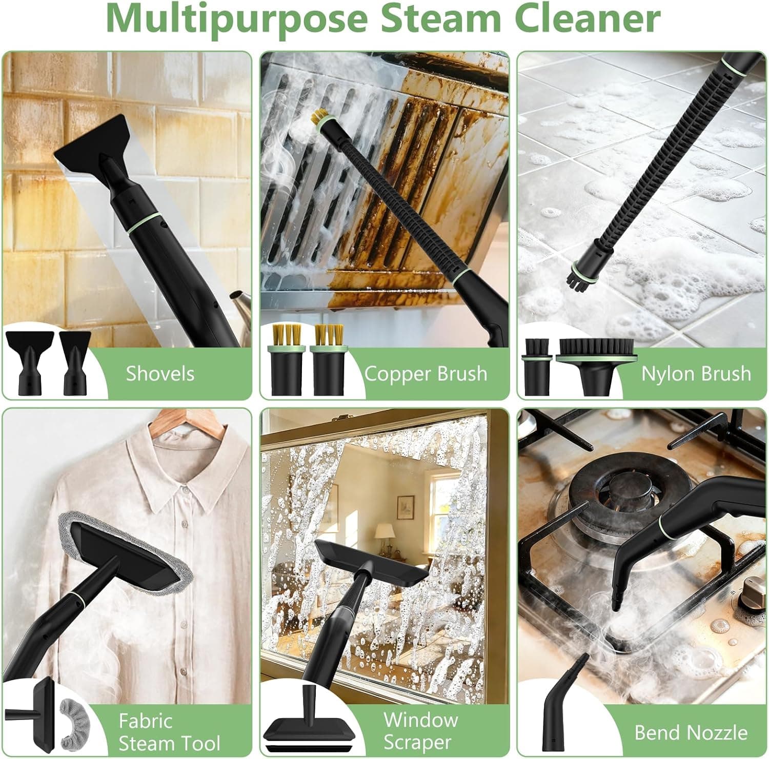Handheld steam cleaner used on couch upholstery as a small spot test